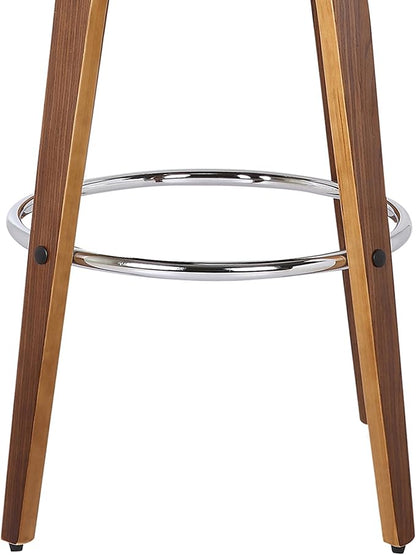 Armen Living Shelly 30" Bar Height Swivel Brown Faux Leather and Walnut Wood Bar Stool - Set of 4