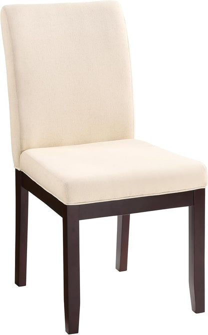 OSP Home Furnishings Dakota Upholstered Parsons Dining Chair with Espresso Finish Wood Legs, Linen