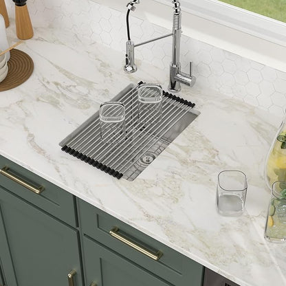 Logmey 15x20 Undermount Bar Sink,16-Gauge Heavy-Duty Stainless Steel Handmade Small Kitchen Sink,Scratch-resistant,Easy Clean,15x20x9 Single-Bowl Utility Sink for RVs and Prep Stations