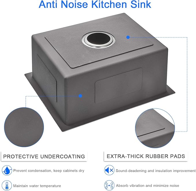 MENATT 28-inch Drop in Kitchen Sink, SUS304 Stainless Steel Single Faucet Hole Single Bowl Topmount Kitchen Sinks (Black), D28" x W18" x H9"