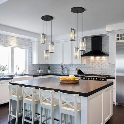 Black Pendant Lighting Modern Pendant Light, Mini Crystal Chandeliers,Adjustable Pendant Light Fixture for Kitchen Island Dinning Room Corridor Bedroom(Gold 3-Light)