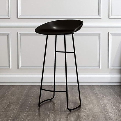 Minimalist Plastic PP Stools Backless with Metal Legs, Kitchen Island Dining Chairs with Comfortable Footrest, Counter Height Stools for Counter,Black-45cm