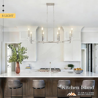 Brushed Nickel Rectangular Chandelier 38in Linear Kitchen Island Chandelier Light Fixture 8 Light Nickel Chandeliers for Kitchen Island Dining Room