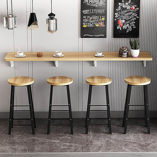 Hanging Home Narrow Long Table Wall Desk Fold Wall Table Wall Hanging Dining Table Kitchen Restaurant Home Bar Work Table Folding Table Bar Tables Workbench Easy to Install Space Saving(Light Walnut,5