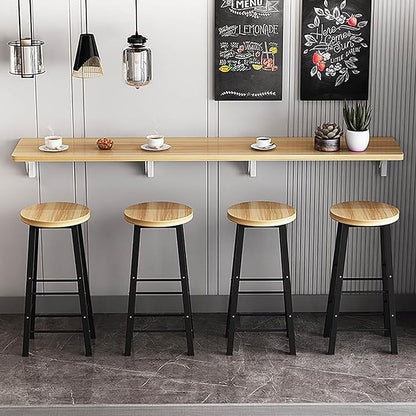 Hanging Home Narrow Long Table Wall Desk Fold Wall Table Wall Hanging Dining Table Kitchen Restaurant Home Bar Work Table Folding Table Bar Tables Workbench Easy to Install Space Saving(Light Walnut,4