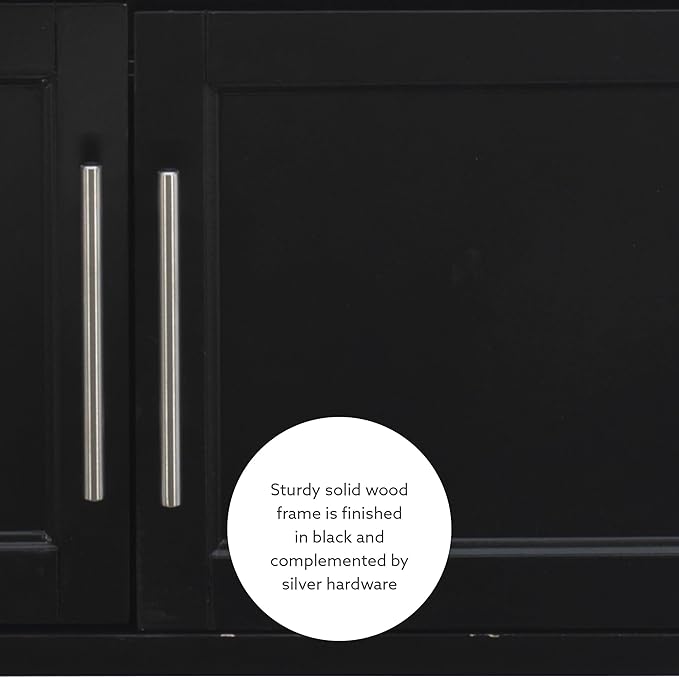Linon Cameron Granite Top Kitchen Cart, 36.02" x 24.02" x 17.99", Black
