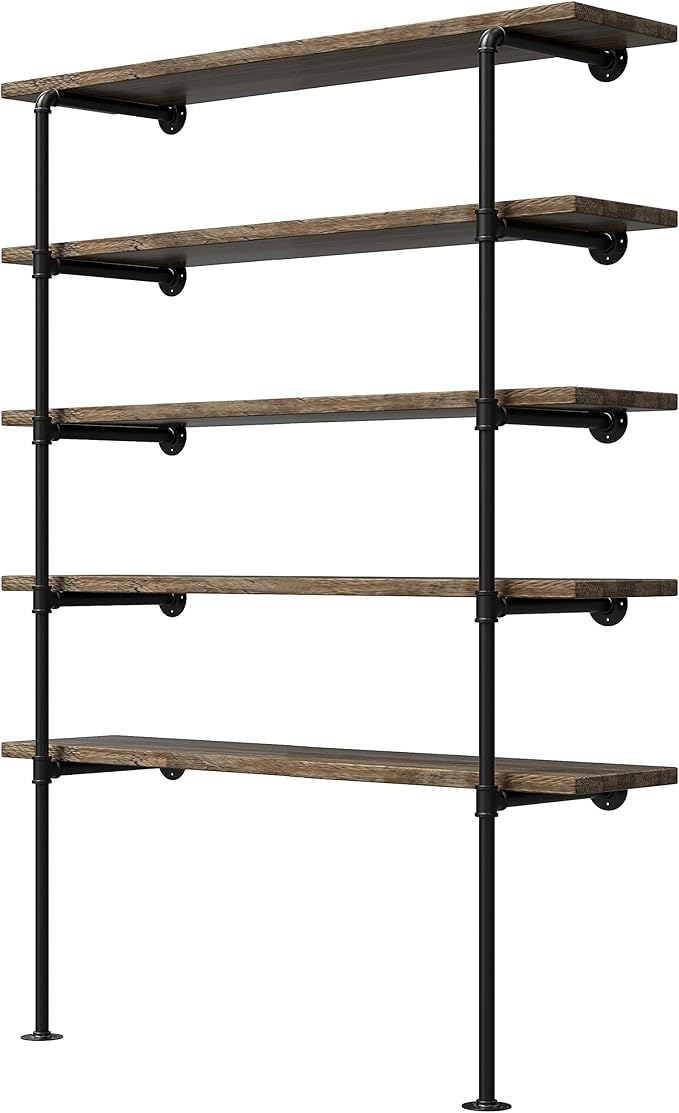 FOF FRIEND OF FAMILY(14" Deep,2Pcs Industrial Retro Wall Mount Iron Pipe Shelf,DIY Open Bookshelf,Hung Bracket,Home Improvement Kitchen Shelves,Tool Utility Shelves, Office Shelves,Bookshelves