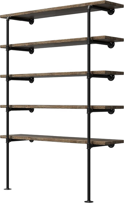 FOF FRIEND OF FAMILY(14" Deep,2Pcs Industrial Retro Wall Mount Iron Pipe Shelf,DIY Open Bookshelf,Hung Bracket,Home Improvement Kitchen Shelves,Tool Utility Shelves, Office Shelves,Bookshelves