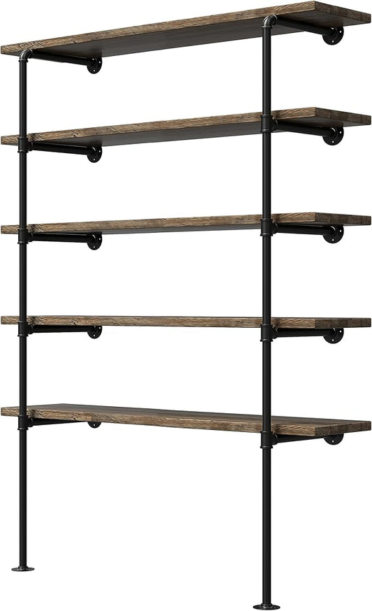 FOF FRIEND OF FAMILY(14" Deep,2Pcs Industrial Retro Wall Mount Iron Pipe Shelf,DIY Open Bookshelf,Hung Bracket,Home Improvement Kitchen Shelves,Tool Utility Shelves, Office Shelves,Bookshelves