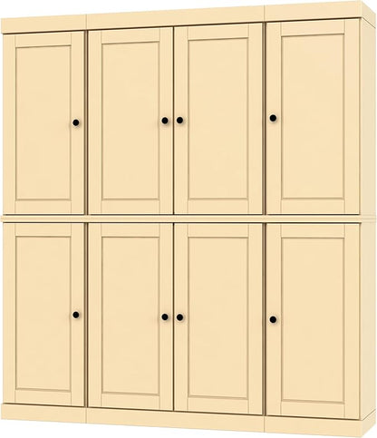 Palace Imports Solid Wood Pantry Cabinet - 71.5" Tall, 65" Wide Freestanding Cupboard with 2-Drawer Kit & Adjustable Shelves – Yellow, Renewable Eco-Friendly 100% Wood, Made in Brazil