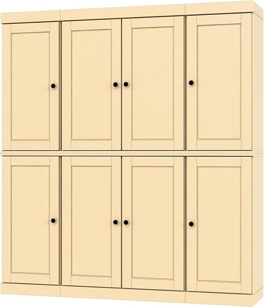 Palace Imports Solid Wood Pantry Cabinet - 71.5" Tall, 65" Wide Freestanding Cupboard with 2-Drawer Kit & Adjustable Shelves – Yellow, Renewable Eco-Friendly 100% Wood, Made in Brazil