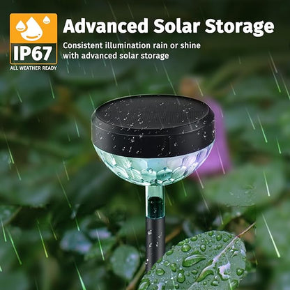 JNOEC 12Pack Solar Pathway Lights Outdoor, Color Changing+8 Fixed Color (Warm White, Cool White, Colored) Solar Lights Outdoor, Bright Solar Powered Garden Light