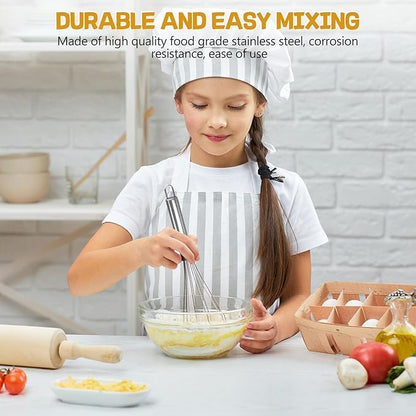 NileHome Stainless Steel Whisk Set 8" 10" Hand Blender + 12" Semi-Automatic Rotary Kitchen Whisk Kitchen Wisk Wire Whisks for Cooking, Whisking, Blending, Beating, Stirring- 3 Pack...