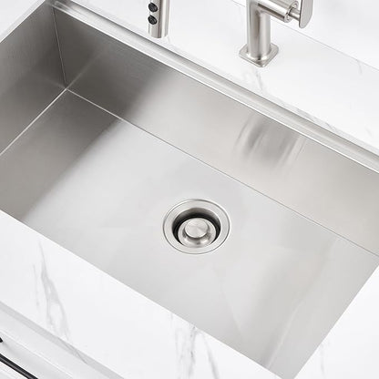 Luxier GD02-B Kitchen Sink Garbage Disposal Flange and Stopper in Brushed Stainless Steel