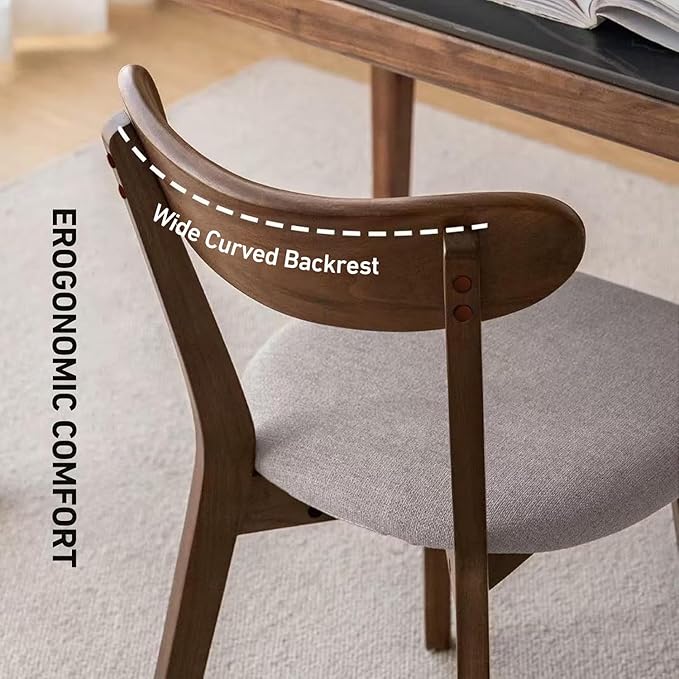 NAFORT Dining Chairs Set of 4 with Curved High Back Soft Cushion, Mid-Century Modern Fabric Upholstered Kitchen & Dining Room Chairs, 4 Kitchen Chairs for Living Room, Restaurant