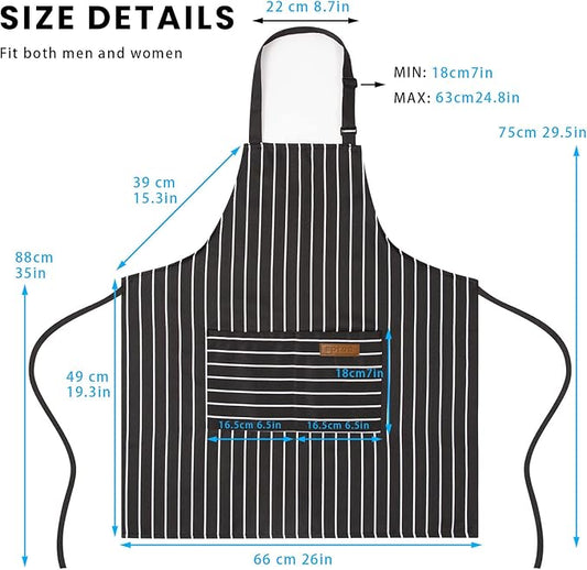 BeLuyi 2 Pack Adjustable Bib Apron with 2 Pockets Chef Cooking Kitchen Restaurant Aprons for Women Men
