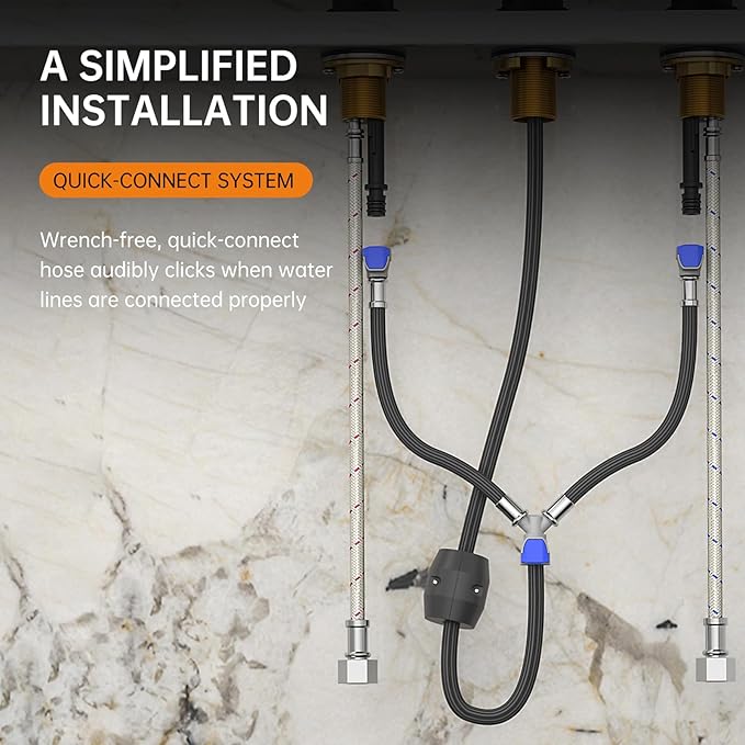Ryuwanku Matte Black Pull Down Bathroom Faucet with Pop-up Drain, 8 inch Widespread Bathroom Faucet 3 Hole with Pull Down Sprayer 2 Modes. 8'' Matte Black Bathroom Faucet with Supply Lines