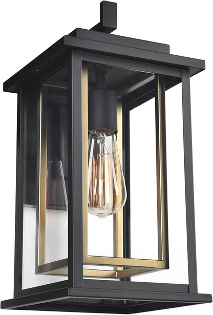 Design House Hayward 1-Light Indoor/Outdoor Wall Light with Clear Glass, Dimmable, Black and Gold Finish – Design House, 588707-BGD