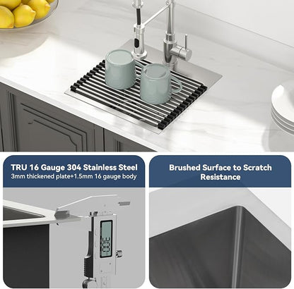 Lordear Stainless Steel Bar Sink 15x15 Inch Drop In Kitchen Sink 16 Gauge Stainless Steel Single Bowl Topmount Small Prep RV Sinks Square Basin