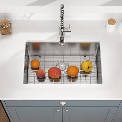 28 inch Undermount Sink - Mocoloo 28x18 inch Single Bowl Kitchen Sink Stainless Steel 16 Gauge Round Corner 10 inch deep with Accessories
