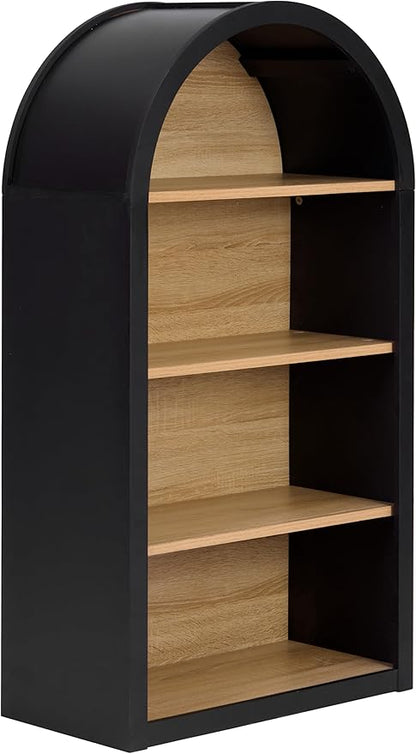 Ball & Cast 43" Tall Arched Storage Cabinet,Modern 4-Tier Wooden Display Cabinet with Open Shelves,Versatile Floor Bookcase Cabinet Organizer for Library,Living Room, Office, Black