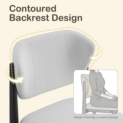 Casaphoria Dining Chairs Set of 2, Solid Black Wood Legs Upholstered Kitchen Chairs, Mid Century Modern Ergonomic Curved Back Accent Chair for Dining Room, Home Office and Vanity, White