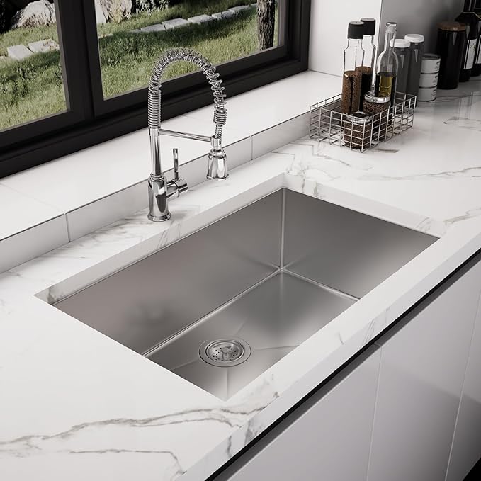 30 Inch Kitchen Sink Workstation - T304 18 Gauge Stainless Steel Single Bowl with Accessories for Drop In Installation 30x19x9 Inch