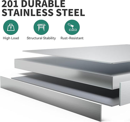 YITAHOME 72"x24" Stainless Steel Work Table with 3 Drawers & Upper Shelf, NSF-Certified Commercial Metal Table with 72"x12" Overshelf, Utility Prep Station