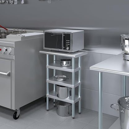 AmGood Stainless Steel Work Table with 3 Shelves | Kitchen Island Food Prep | Laundry Garage Utility Bench | NSF Certified (24" Long x 14" Deep)