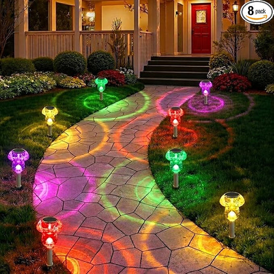 Benany Solar Lights Outdoor, 8 Pack Mushroom Lights Outside Waterproof, Solar Powered LED Lighting for Garden, Yard, Landscape, Path, Pathway, Lawn, Walkway, Driveway, Backyard Decor (Multicolor)