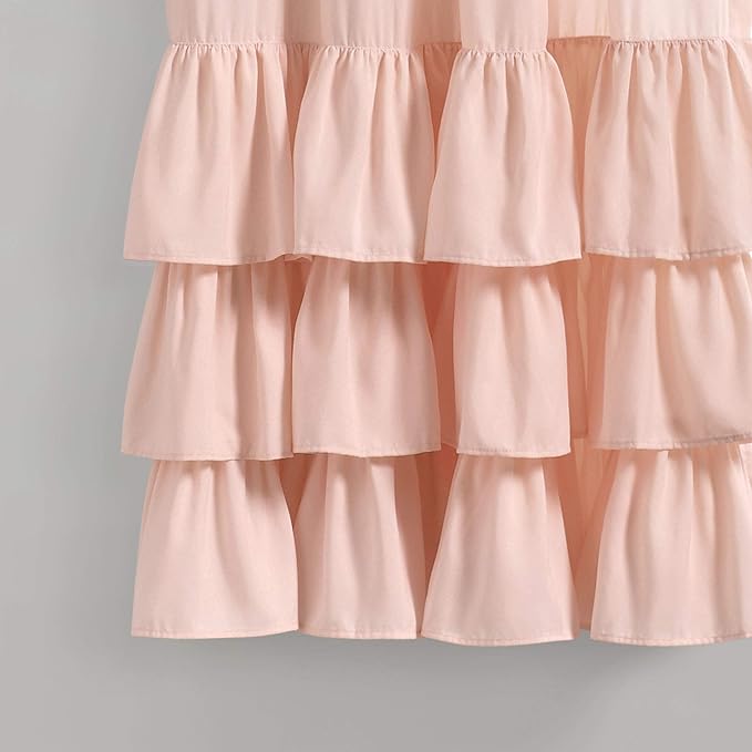 Lush Decor Allison Ruffle Light Filtering Window Curtain Panels Pair 40" W x 45" L Blush - Coquette Curtains for Bedroom - Drapes - Ruffle Curtains Kids