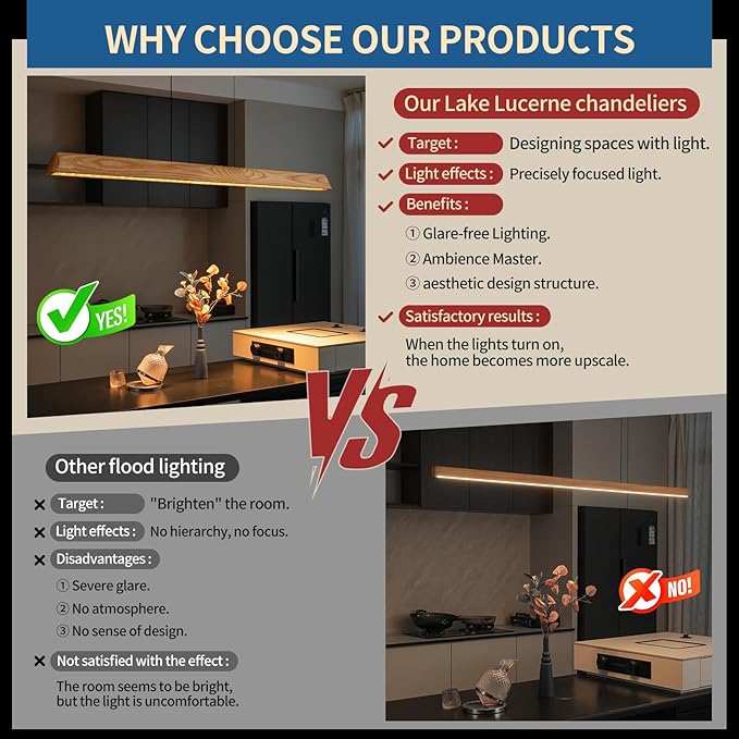 Wood Linear Pendant Light, Dimmable Kitchen Island Lighting with Remote, 30W LED Island Lights for Kitchen, Adjustable Linear Chandelier for Dinning Room Light Fixture (Natural Ash, 45in)