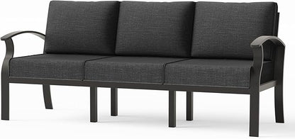 Metal Outdoor Patio Furniture Set for 3,Aluminum Patio Sectional Three-Person Seat w/Removable Sponge Cushion,Outside Furniture for Porch, Balcony, Yard,Black