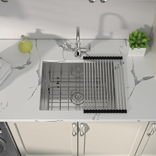 Sarlai 24 Undermount Laundry Sink - 24x18x12 Inch Undermount Sink Laundry Utility Sinks Deep Single Bowl16 Gauge Stainless Steel Kitchen Sinks Basin