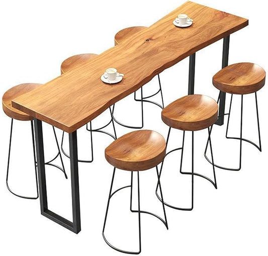 Counter Bar Height Table Kitchen Pub Coffee High Top Table Long Narrow Dining Table for Small Spaces with Sturdy Metal Frame for Small Spaces Balcony Coffee Shops-Table Only(200*60*105cm)
