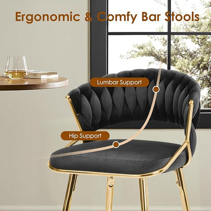Modern Dining Chair with Ergonomic Design & Plush Upholstered Seat for Kitchen Island, Bar, Dining Room & Living Room Sets - Sturdy Stable & Easy Assembly,Black-Metal-Setof2
