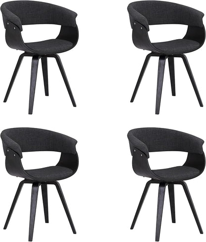Armen Living Summer Contemporary Dining Chair in Black Brush Wood Finish and Charcoal Fabric - Set of 4
