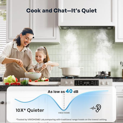 VIKIO HOME Range Hood Insert 30 Inch - Built-in 900 CFM Ducted/Ductless Range Hood with 3 Speed Fan, Black Stainless Steel & Tempered Glass with Gesture Sensing &Touch Control for Over Kitchen Stove