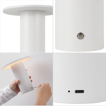 JONATHAN Y 7.5" White Modern Rechargeable Cordless LED Table Lamp Set of 2, Dimmable Touch Sensor Nightstand Mini Lamp for Dining Living Room, Frosted Diffuser JYL7158A-SET2
