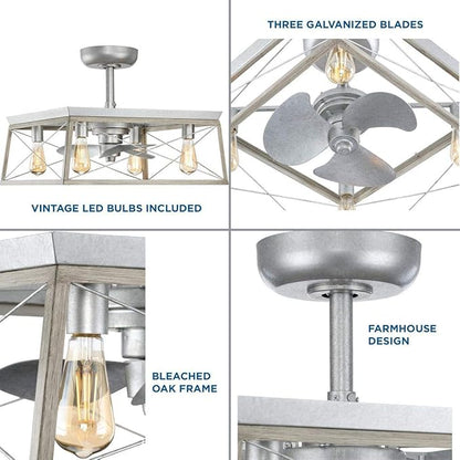 Briarwood Collection 22-Inch 3-Blade AC Motor Farmhouse Ceiling Fan Galvanized
