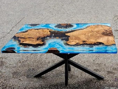 RESINHOMEFURNITURE Blue Ocean and Island Design Epoxy Resin Dining Table Living Room Table Conference Table Meeting Table Kitchen Table Hallway Table Entryway Table Side Table Home Décor