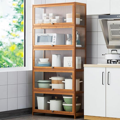 JSDMBD Kitchen Storage Cupboard, Pantry and Freestanding Cupboards, Dustproof and Easy to Clean, Kitchen Island for Spices, Pots and Pans, Storage Shelf for Kitchen, Living Room and Dinning Room