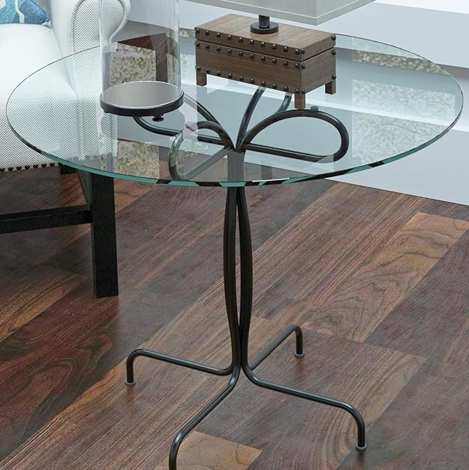 54" Round Tempered Glass Table Top, Clear Surface Flat Polished Edge for Furniture Protection Patio Dining Coffee End Tables (54 inch)