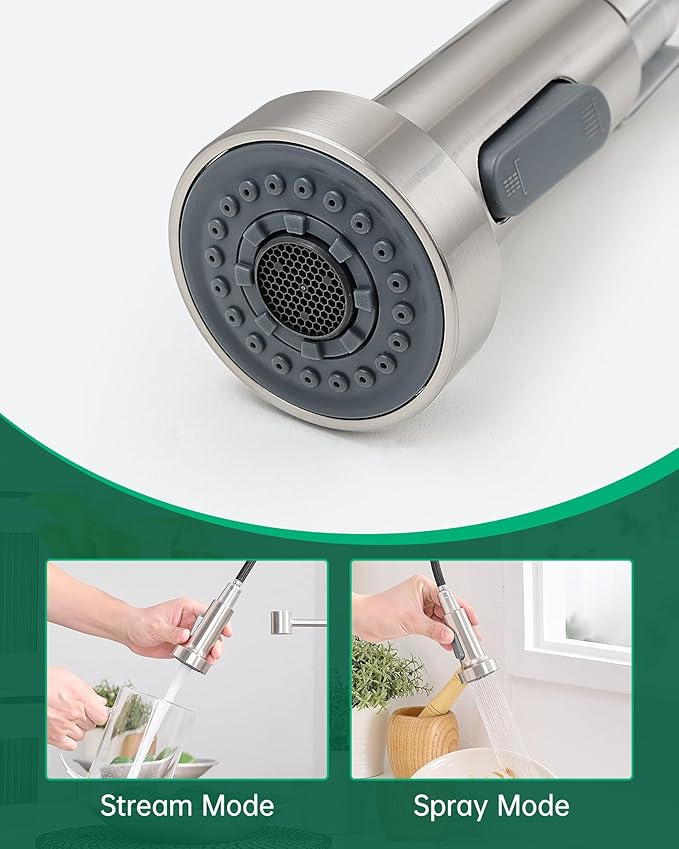 AIMADI Kitchen Faucet with Soap Dispenser and Pull Down Sprayer,Spring High Arc Design Stainless Steel Sink Faucet Single Handle 1 or 3 Hole Farmhouses,RV,Laundry,Outdoor