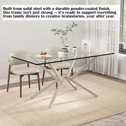 30 Inch Metal Table Base for Dining Room, Heavy Duty Table Legs for Glass, Marble, and Wood Tops, Furniture Legs for Home,Kitchen,Office (Silver)