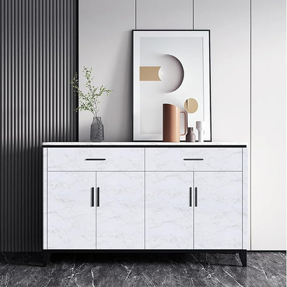 Abyssaly Glossy Marble Contact Paper White Wallpaper Peel and Stick Self Adhesive Waterproof Contact Paper for Countertop Kitchen Cabinets Bathroom 17.7" x 196"