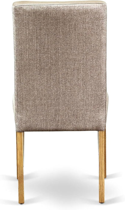 East West Furniture DRP4T16 Driscol Parson Kitchen Chairs - Dark Khaki Linen Fabric Upholstered Dining Chairs, Set of 2, Oak