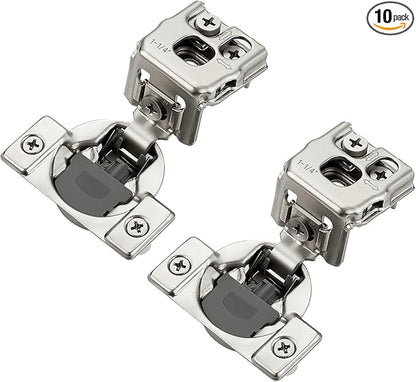 JOYDECOR 10 Packs (5 Pairs) 1-1/4 Inch Overlay Soft Close Hinges Satin Nickel Concealed Hidden Cabinet Hinges Stainless Steel for Face Frame Kitchen Cabinet Doors - 105 Degree