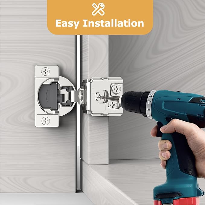 Furniware 30 Pieces 1-3/8 inch Overlay Soft Close Cabinet Hinges for Face Frame Cabinet, Stainless Steel, 105° Opening Angle, Concealed Self Closing Door Hinges- 3 Way Adjustment