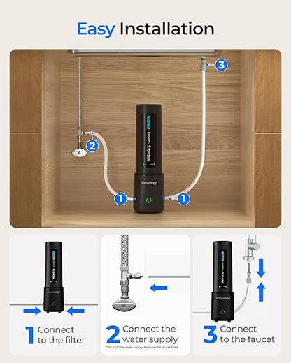 Waterdrop UL12B Under Sink Water Filter, Upgraded for 10UB, No-Drill Filter Housing (Faucet Drilling Required), with Brushed Nickel Faucet, Reduces Chlorine, Bad Taste & Odor, 1 Year (Filter: FUL12)